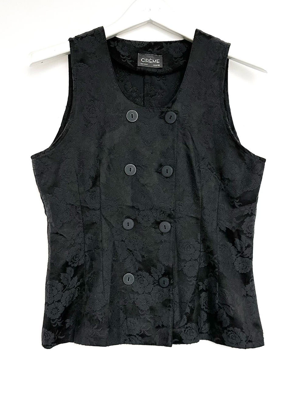 CRÈME vest black floral jacquard